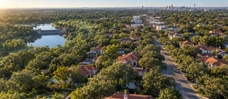 Aerial view of a roof in Alamo Heights, TX