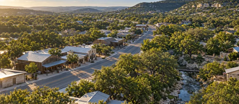 Aerial view of a roof in Helotes, TX
